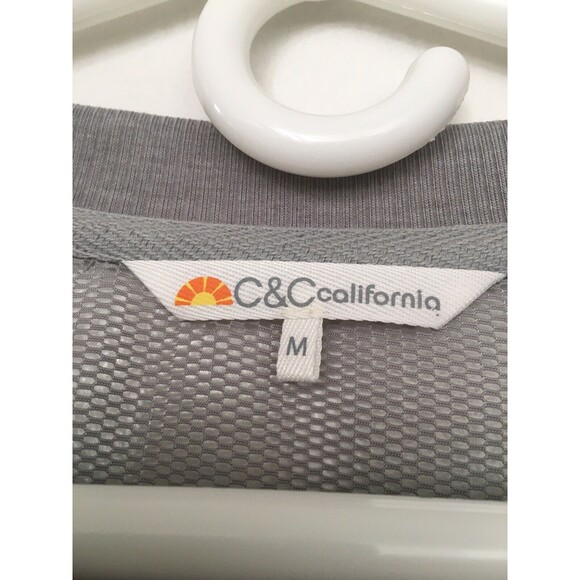 C&C California Top Terry Mesh Size M Bell Long Sleeves Gray Casual Pockets Beach - Picture 3 of 13